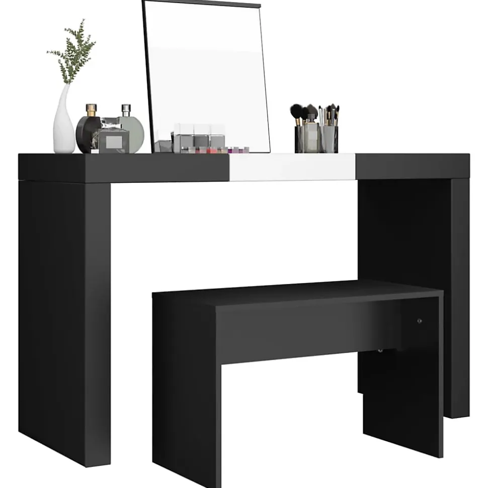 Tabouret de toilette Noir 70x35x45 cm Bois d'ingénierie vidaXL