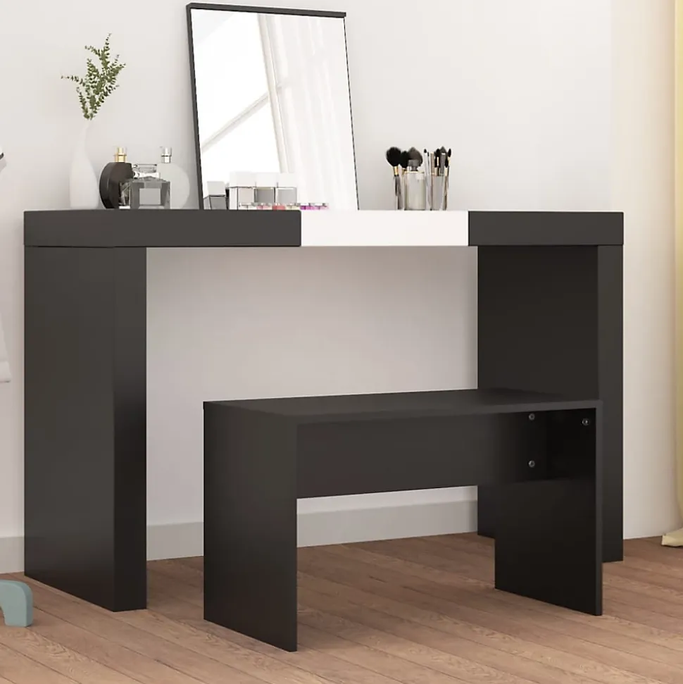 Tabouret de toilette Noir 70x35x45 cm Bois d'ingénierie vidaXL