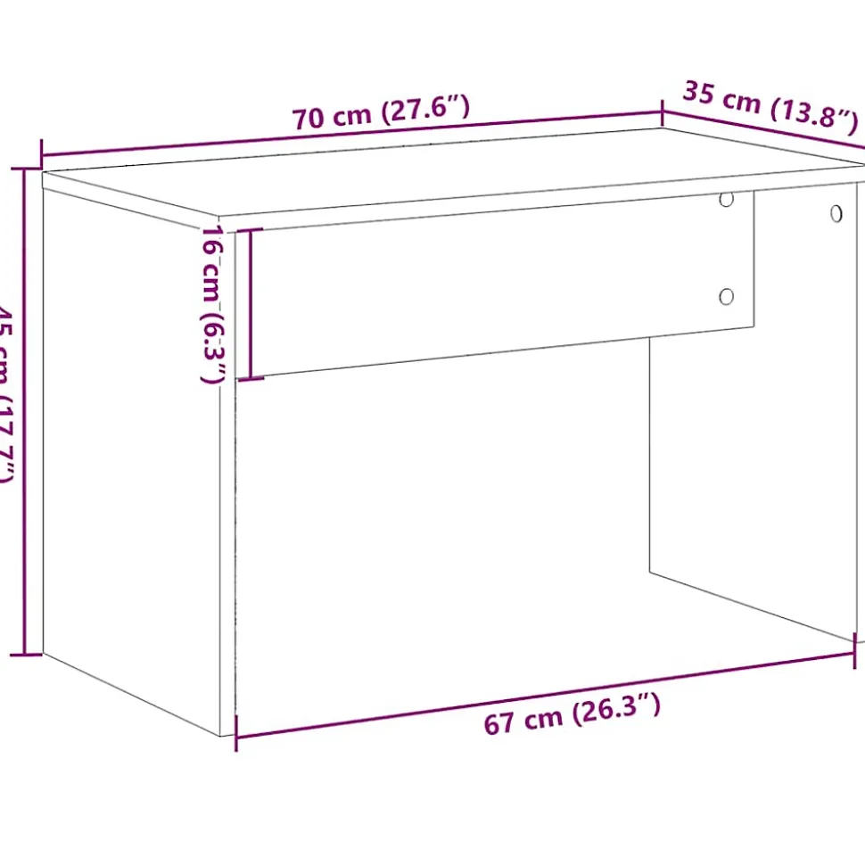 Tabouret de toilette vieux bois 70x35x45 cm bois d'ingénierie vidaXL