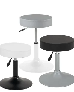 Tabouret de travail simili cuir rond rembourré , pivotant, hauteur réglable YU (noir blanc)