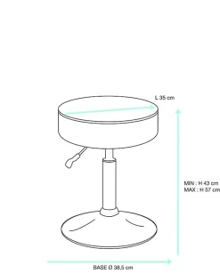 Tabouret de travail simili cuir rond rembourré , pivotant, hauteur réglable YU (blanc gris)