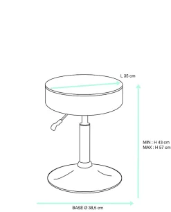 Tabouret de travail simili cuir rond rembourré , pivotant, hauteur réglable YU (blanc noir)