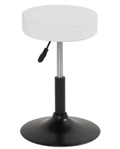 Tabouret de travail simili cuir rond rembourré , pivotant, hauteur réglable YU (blanc noir)