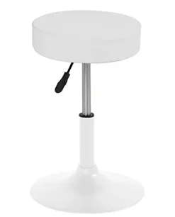 Tabouret de travail simili cuir rond rembourré , pivotant, hauteur réglable YU (blanc)
