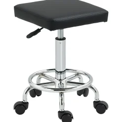 Tabouret de travail sur roulettes avec repose-pieds - tabouret médical hauteur réglable 50-66 cm pivotant - noir