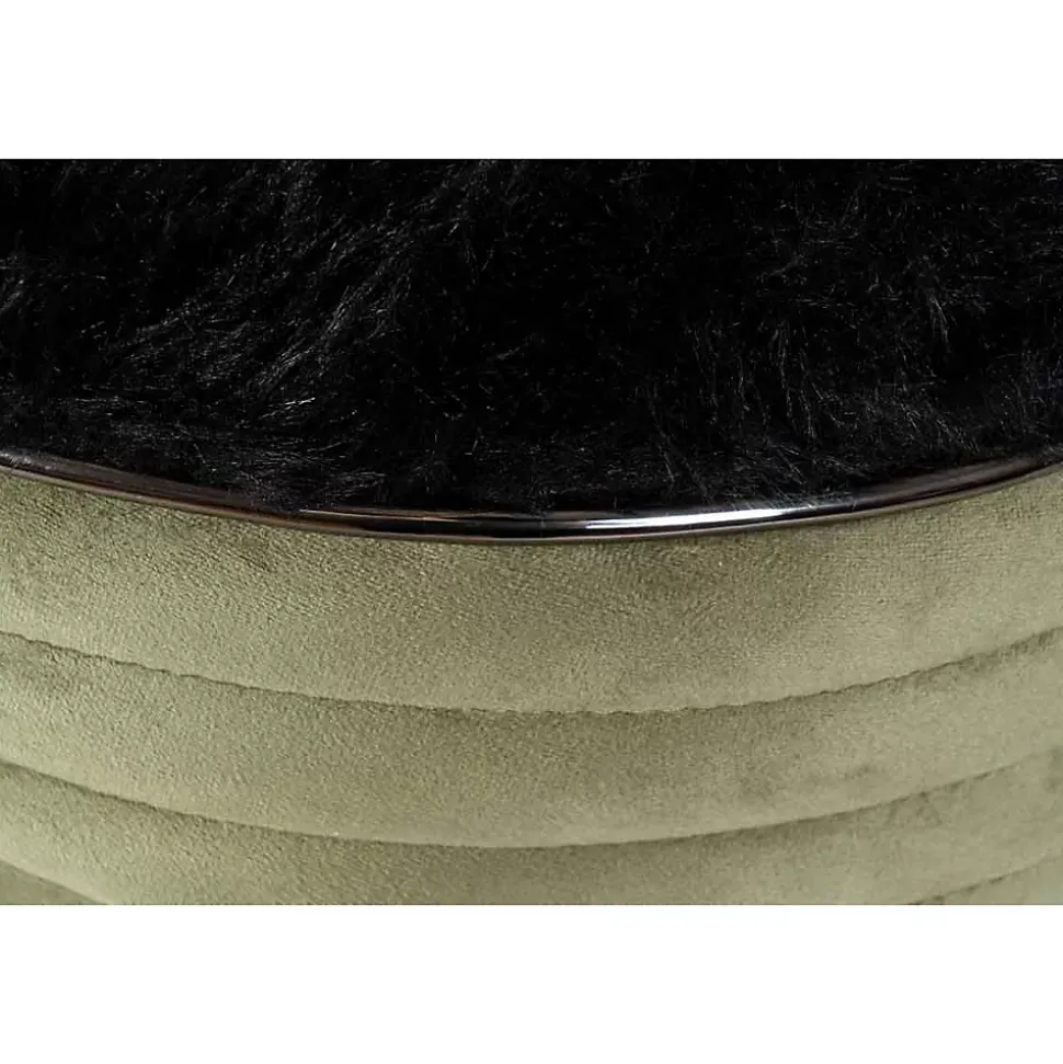 Tabouret Design en Tissu "Doric" 50cm Vert & Gris