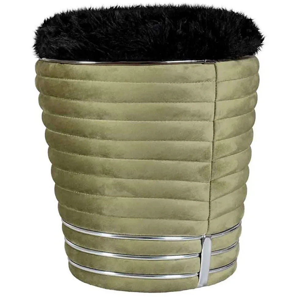 Tabouret Design en Tissu "Doric" 50cm Vert & Gris