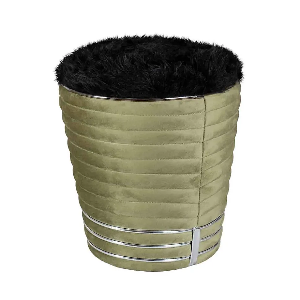 Tabouret Design en Tissu "Doric" 50cm Vert & Gris