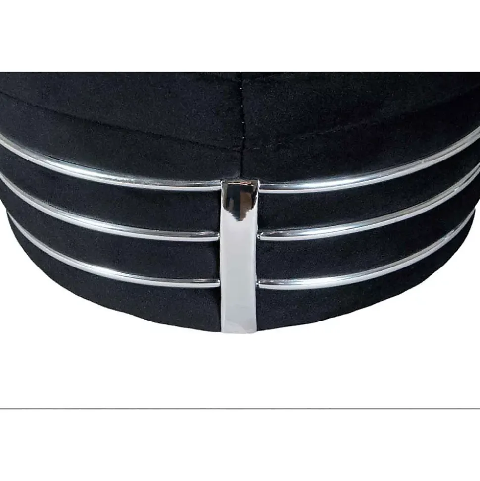 Tabouret Design en Tissu "Doric" 50cm Noir & Gris