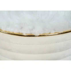 Tabouret Design en Tissu "Doric" 50cm Ivoire & Or