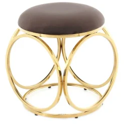 Tabouret Design "Whitney" 45cm Taupe & Or