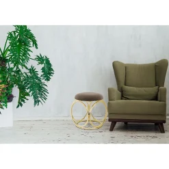 Tabouret Design "Whitney" 45cm Taupe & Or