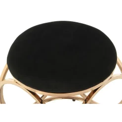 Tabouret Design "Whitney" 45cm Noir & Or Rose
