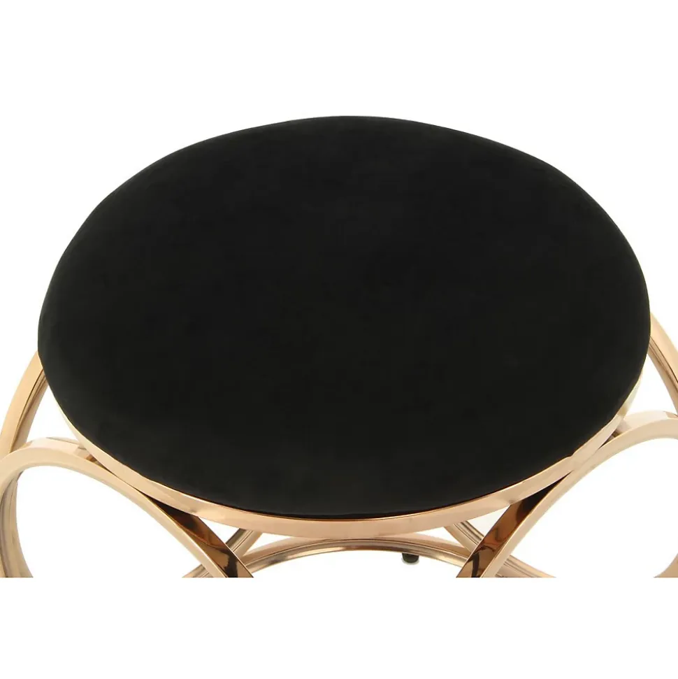 Tabouret Design "Whitney" 45cm Noir & Or Rose