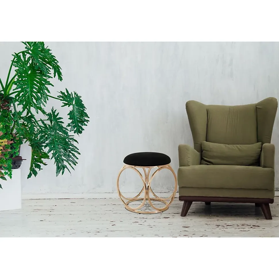 Tabouret Design "Whitney" 45cm Noir & Or Rose
