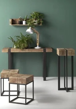 Tabouret en bois avec pieds en métal