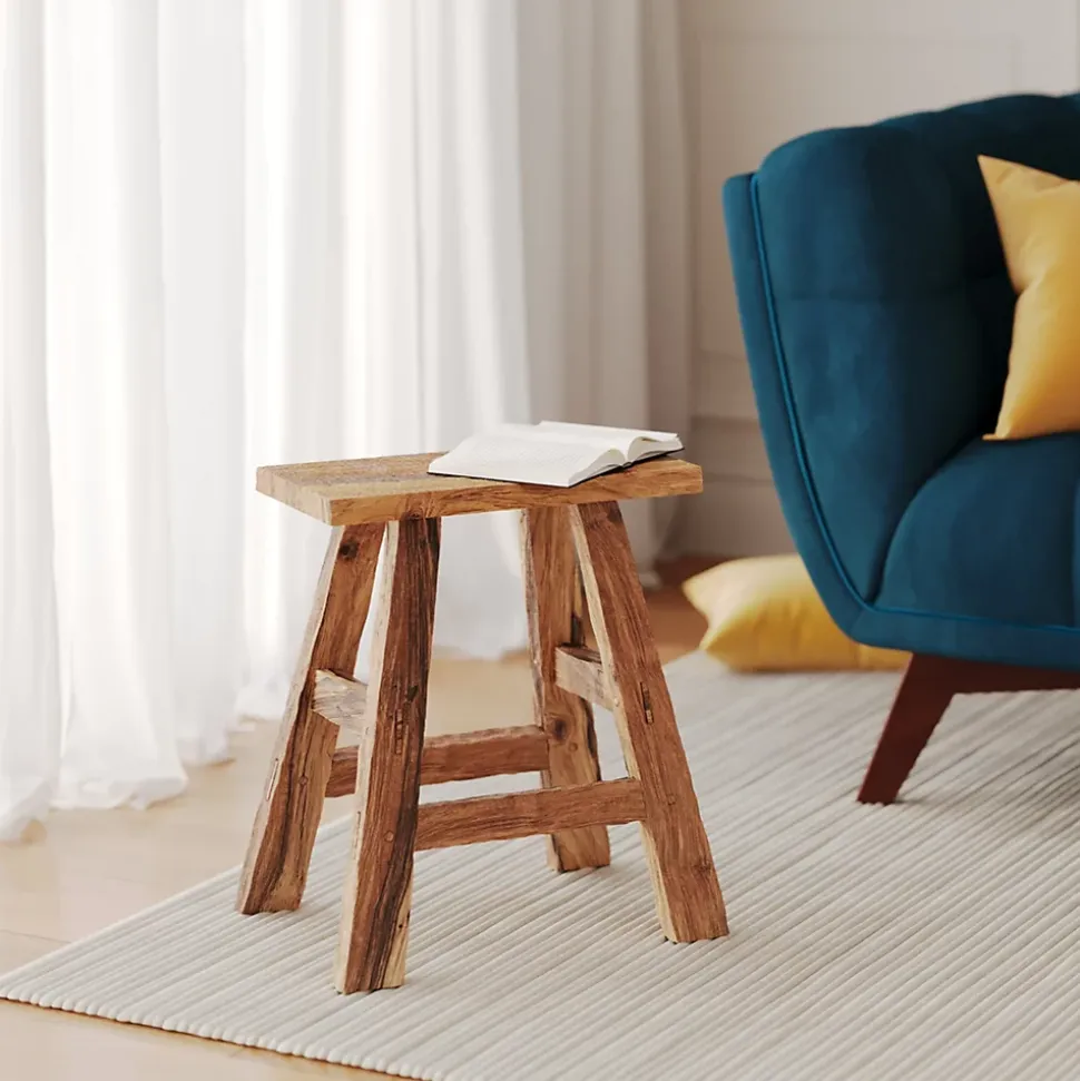 Tabouret en bois de teck recyclé H45 cm - Bob