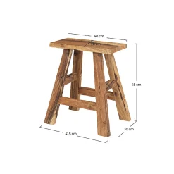 Tabouret en bois de teck recyclé H45 cm - Bob