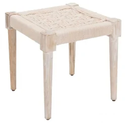Tabouret en bois et corde blanc cassé - AGRA 7285