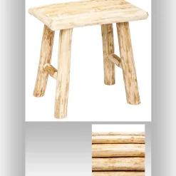 Tabouret en bois Woody - H.32 cm - Naturel