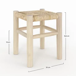 Tabouret en branche de teck H35,5 cm - Popa