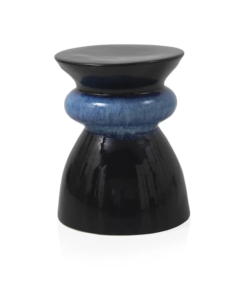 Tabouret en céramique couleur bleu marine