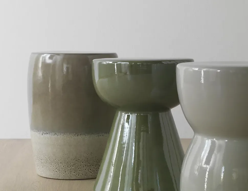 Tabouret en céramique couleur taupe