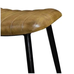 Tabouret en cuir camel matelassé - Bidar