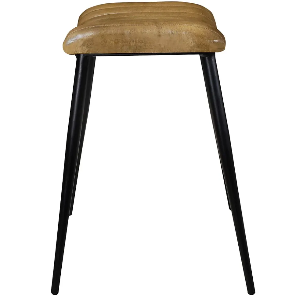 Tabouret en cuir camel matelassé - Bidar