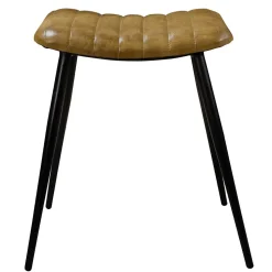 Tabouret en cuir camel matelassé - Bidar
