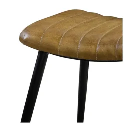 Tabouret en cuir camel matelassé - Bidar