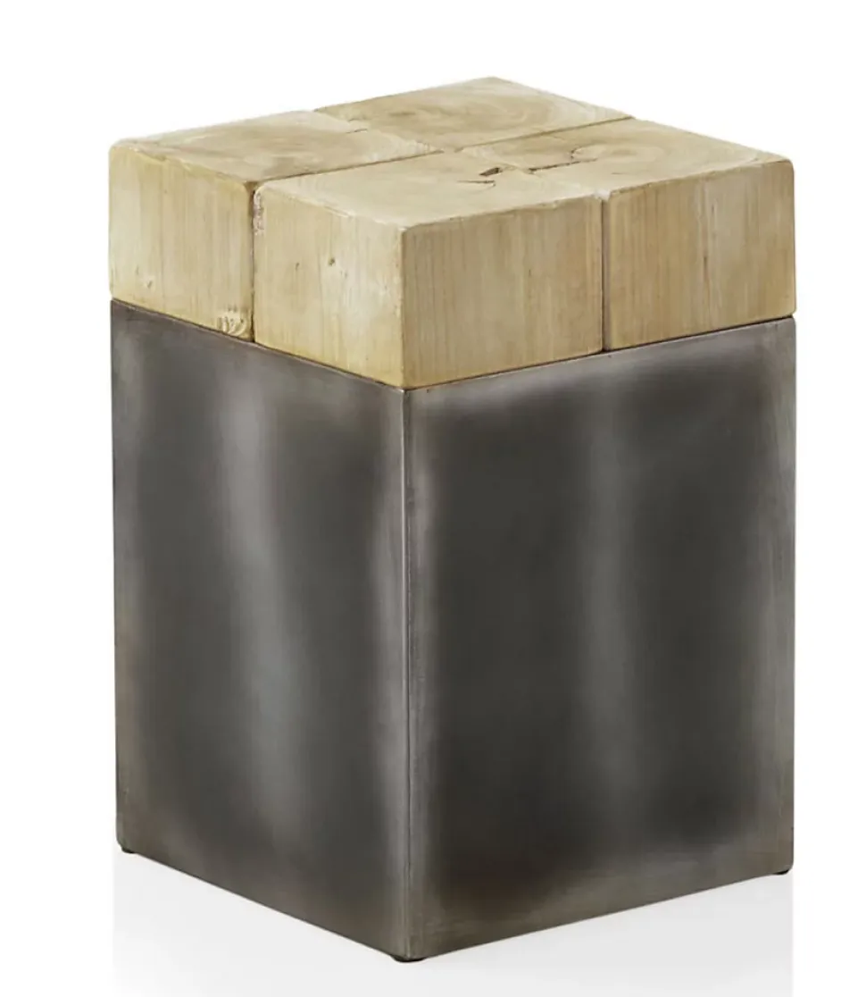 Tabouret en épicéa avec base laquée en couleur métallique