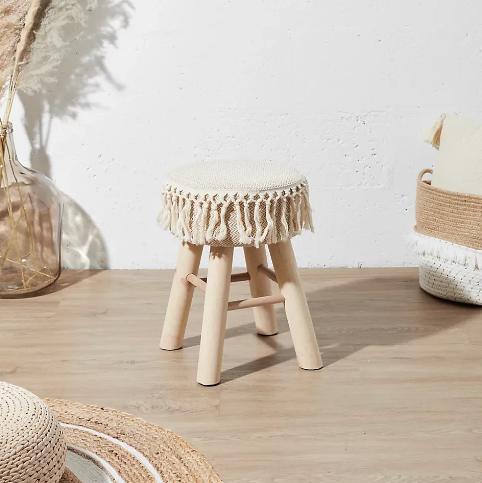 Tabouret en pin Pampa - Beige - 28 x 28 x 40 Type: Pouf & tabouret bas