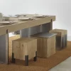 Tabouret en placage d'épicéa avec pieds laqués couleur métal