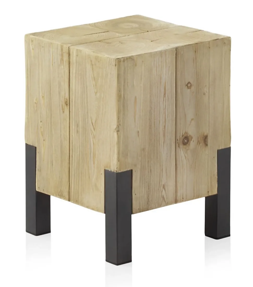 Tabouret en placage d'épicéa avec pieds laqués couleur métal