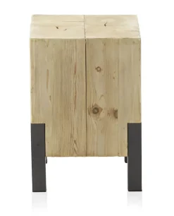 Tabouret en placage d'épicéa avec pieds laqués couleur métal