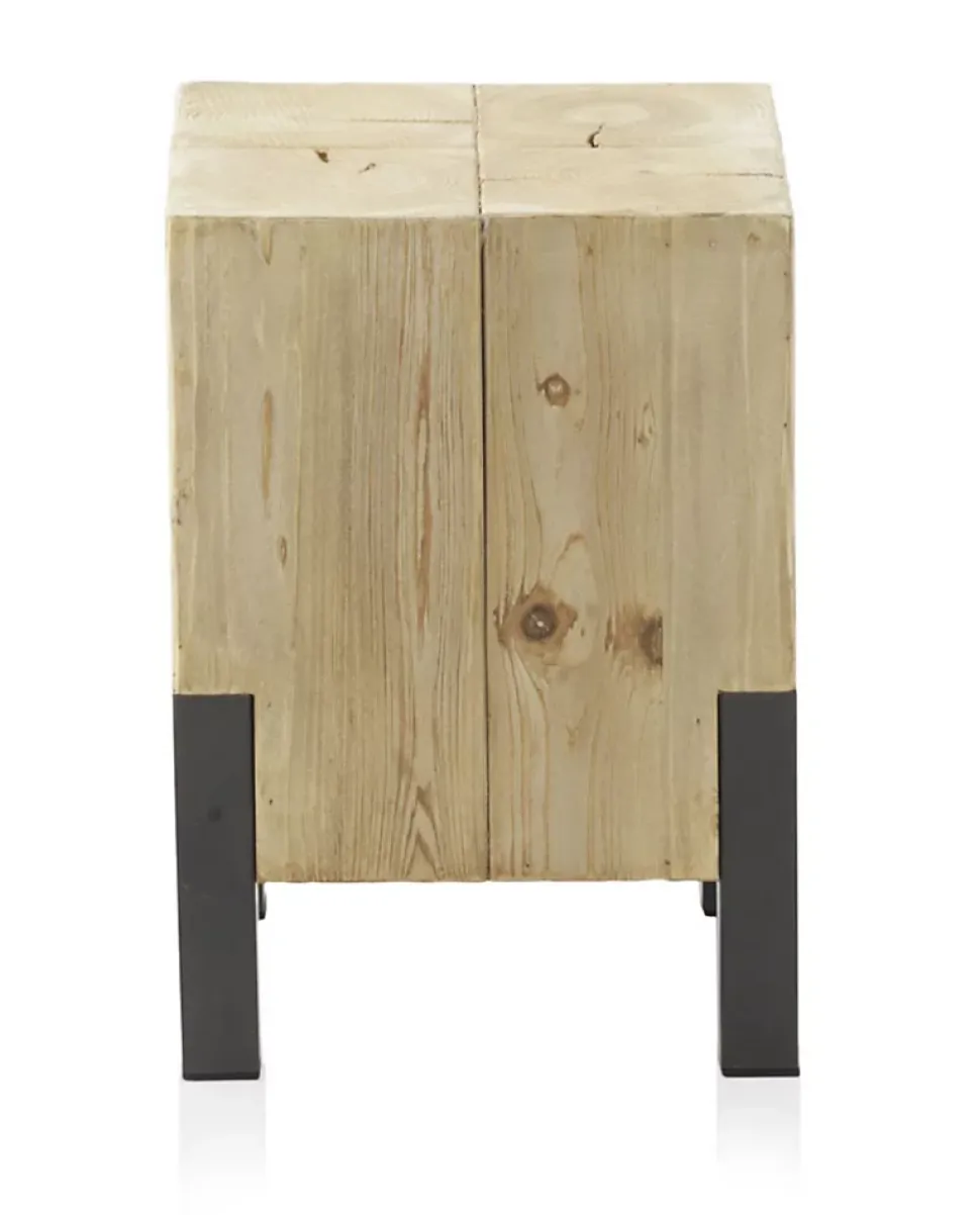 Tabouret en placage d'épicéa avec pieds laqués couleur métal