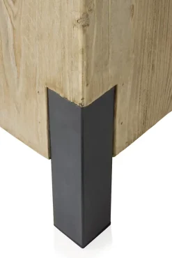 Tabouret en placage d'épicéa avec pieds laqués couleur métal