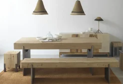 Tabouret en placage d'épicéa avec pieds laqués couleur métal