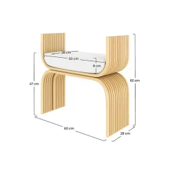 Tabouret en rotin et coussin blanc - Réane