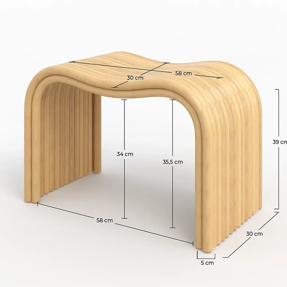 Tabouret en rotin naturel 68 cm - Wave