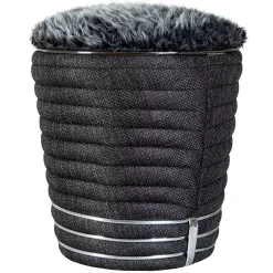 Tabouret en Tissu "Doric" 50cm Anthracite & Argent