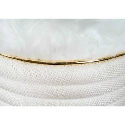 Tabouret en Tissu "Doric" 50cm Ivoire & Or