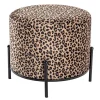 Tabouret en Velours "Motif Léopard" 35cm Marron