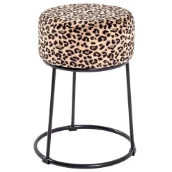 Tabouret en Velours "Motif Léopard" 46cm Marron