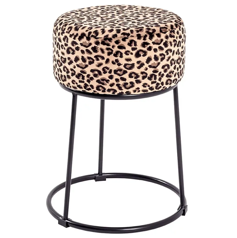 Tabouret en Velours "Motif Léopard" 46cm Marron