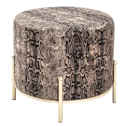 Tabouret en Velours "Motif Serpent" 35cm Marron