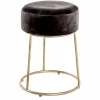 Tabouret en Velours Rond "Raina" 46cm Gris