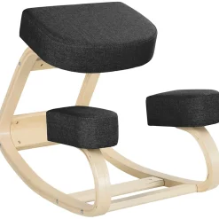 Tabouret ergonomique - siège assis à genoux - chaise à genoux grand confort - bois bouleau polyester noir