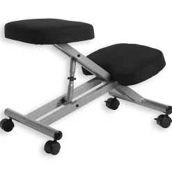 Tabouret ergonomique ROBERT, structure en métal et tissu noir